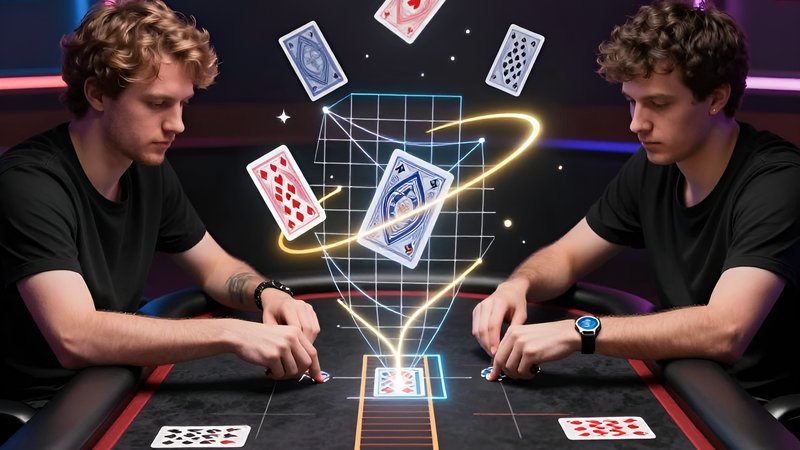 Профессиональные игроки изучают голографические карты, проводя анализ комбинаций High Roller турнирах 2026 года